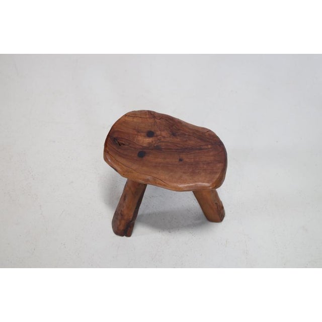 French Handmade Olive Wood Stool, 1950s For Sale - Image 3 of 4