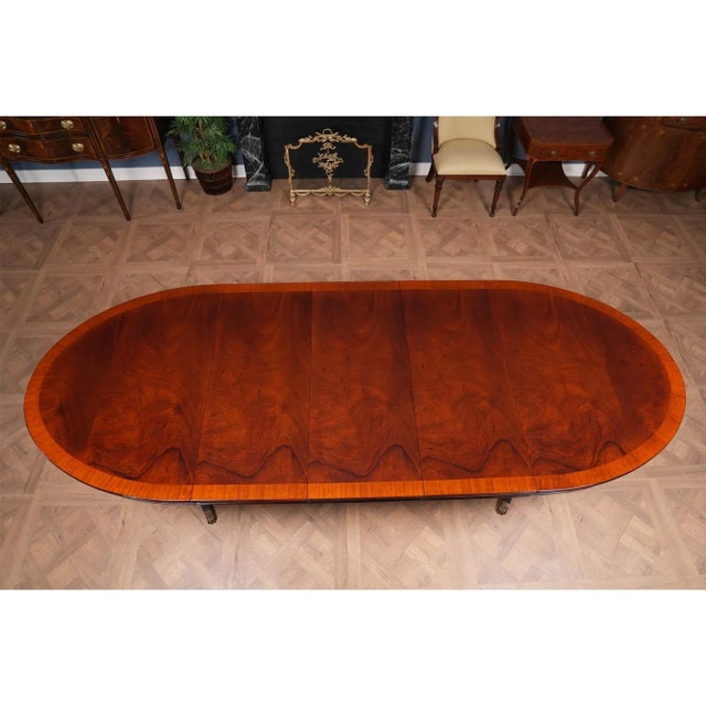 Traditional Long Oval Mahogany Dining Table For Sale - Image 4 of 11