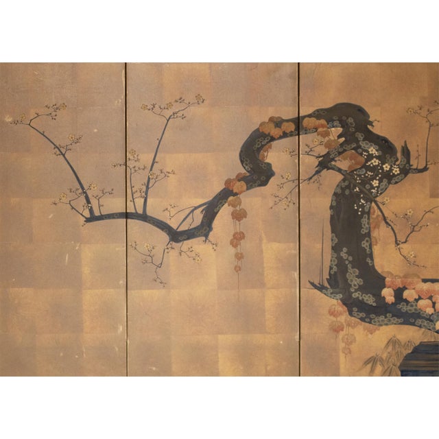 1950s "Pheasant and Sakura", Pre-1964 Showa Era Japanese Painted Byobu Screen For Sale - Image 5 of 18