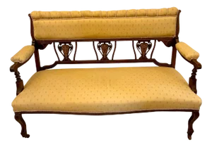 Antique Victorian Inlaid Mahogany Settee