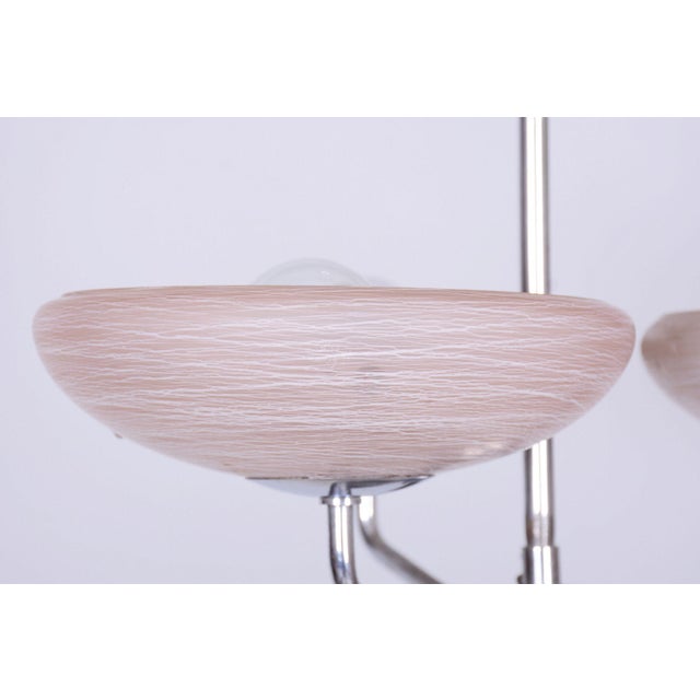 Art Deco Chandelier in Chrome-Plated Steel and Marble Glass, Czech, 1920s For Sale - Image 6 of 10