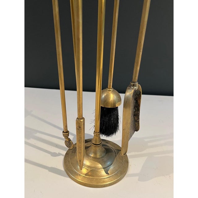1950s Neoclassical style brass horse fireplace tools For Sale - Image 5 of 12