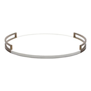 Round Tray in White Shagreen With Bronze Patina Brass by R&y Augousti For Sale