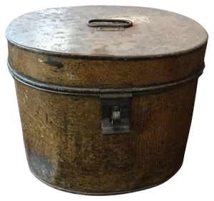 19th Century Empty Metal Hat Box, 1875