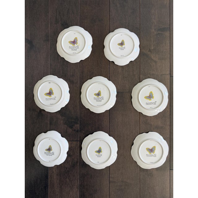 Set of 8 Hand-Painted Anna Weatherley Bread & Butter Plates 6" From Treasure Garden, Morning Glory, Green Leaf or Old Master Tulips Collection For Sale - Image 11 of 11