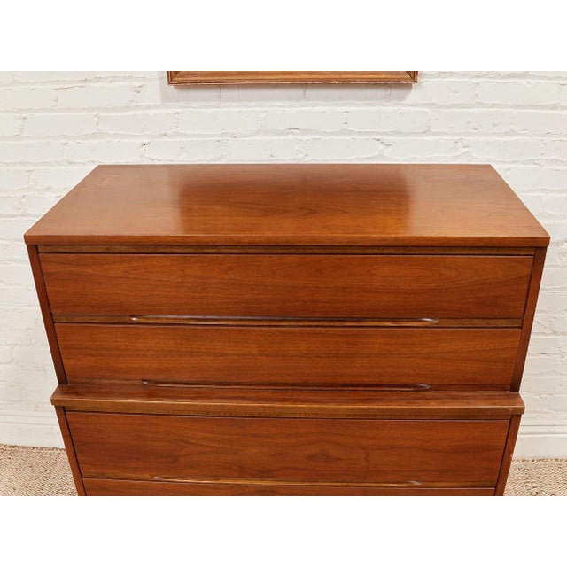 Five Drawer Mid Century Highboy Sleek For Sale - Image 11 of 12