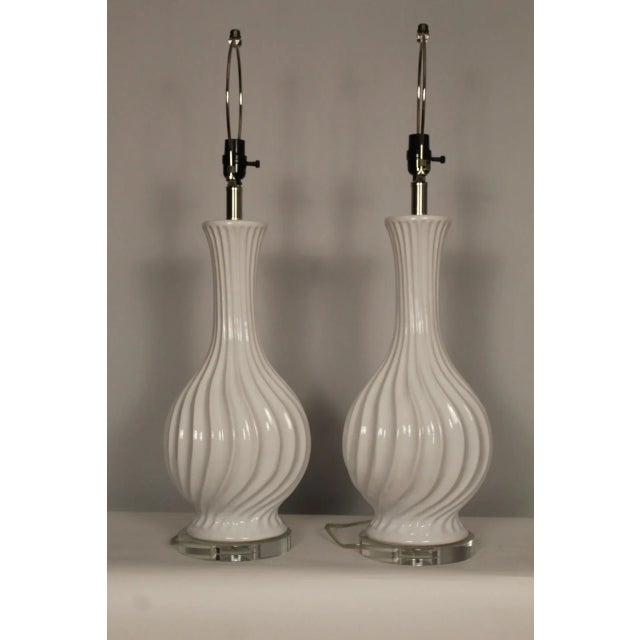 Mid 20th Century Dorothy Draper Style Ceramic Lamps - a Pair For Sale - Image 12 of 12