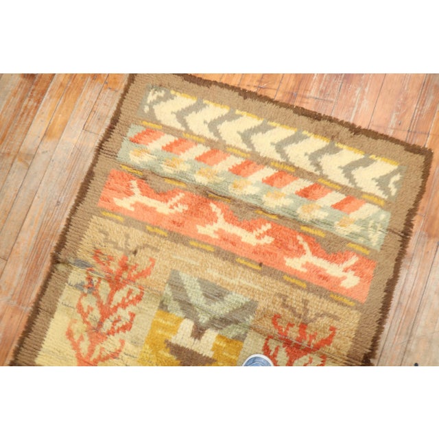 Mid-Century Modern Vintage Swedish Rya, Rug - 3'1" x 4'4" For Sale - Image 3 of 9
