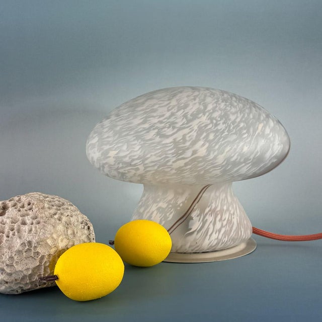 Italian Mottled Murano Glass Mushroom Table Lamp, 1980s For Sale - Image 12 of 12