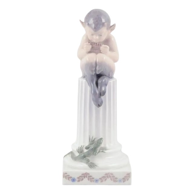 Porcelain Whistling Pan Sitting on a Pedestal Figurine from Royal Copenhagen, 1954 For Sale