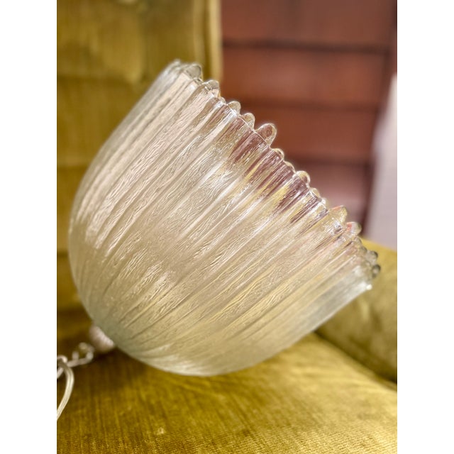 Metal Large Midcentury Glass Dome Pendant Light For Sale - Image 7 of 12