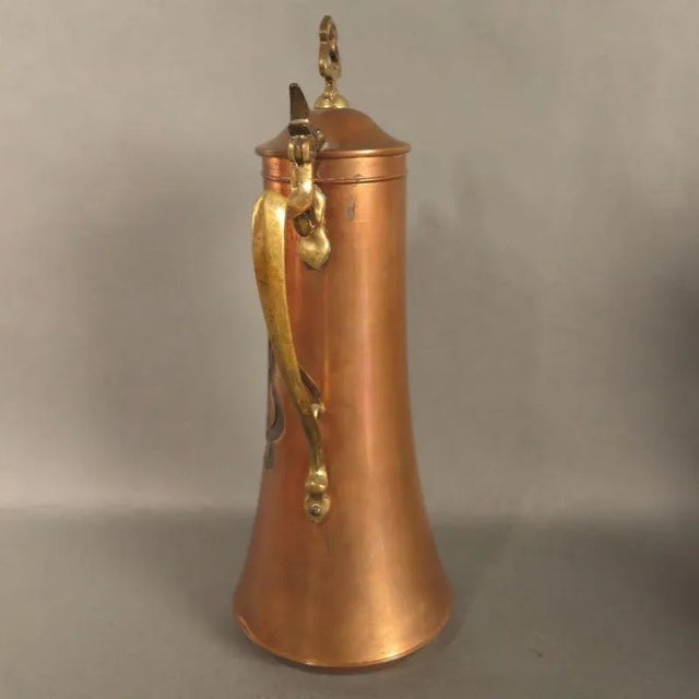 Metal Antique Art Nouveau Copper and Brass Pot, 1900s For Sale - Image 7 of 10
