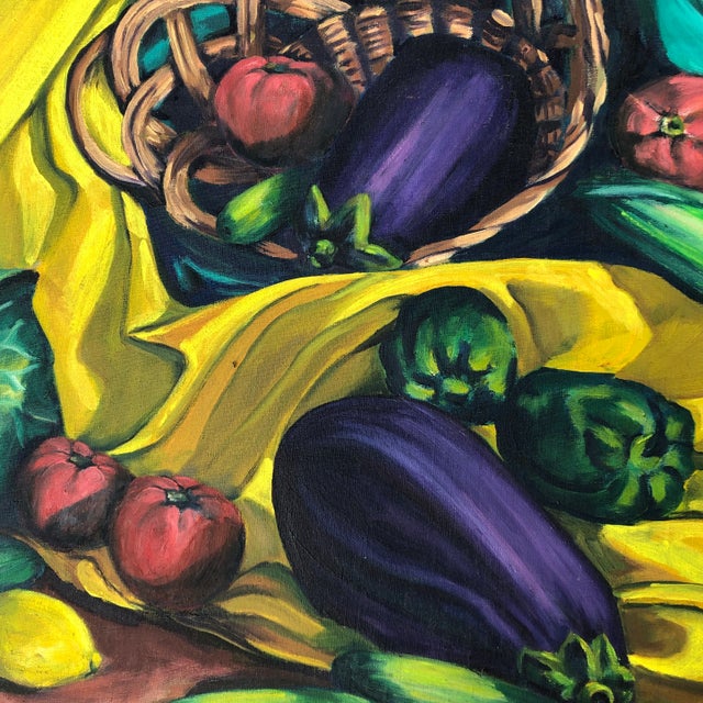 Expressionism 1960’s Vintage Original Modernist Still Life Painting Fruit & Vegetable’s Signed For Sale - Image 3 of 6