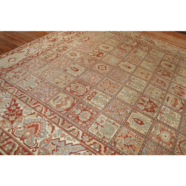Early 20th Century Square Garden Box Persian Bakhtiari Rug - 13'1" x 15'2" For Sale - Image 9 of 12