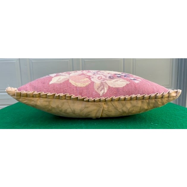 French Country Vintage Floral Bouquet Needlepoint Pillow For Sale - Image 3 of 11