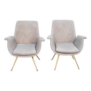 Set of Rima Leather Armchairs by Gastone Rinaldi, 1950s For Sale
