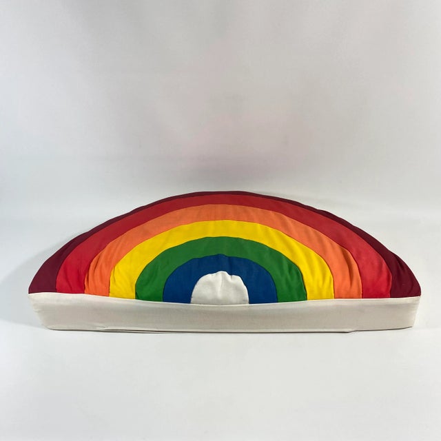 Vintage 1970s Quilted Rainbow Pop Art Pillow For Sale - Image 10 of 13