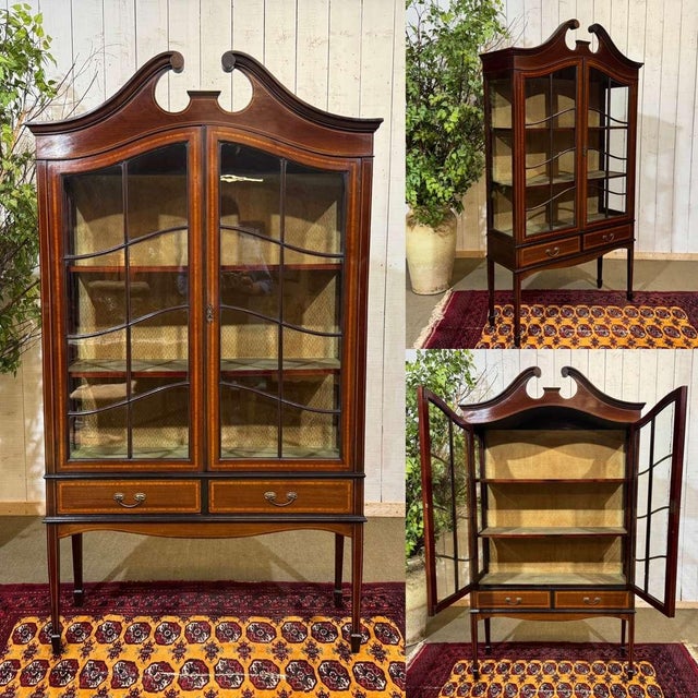 English mahogany display cabinet, late 19th century - H=1.89m, W=1.07m, D=36cm.