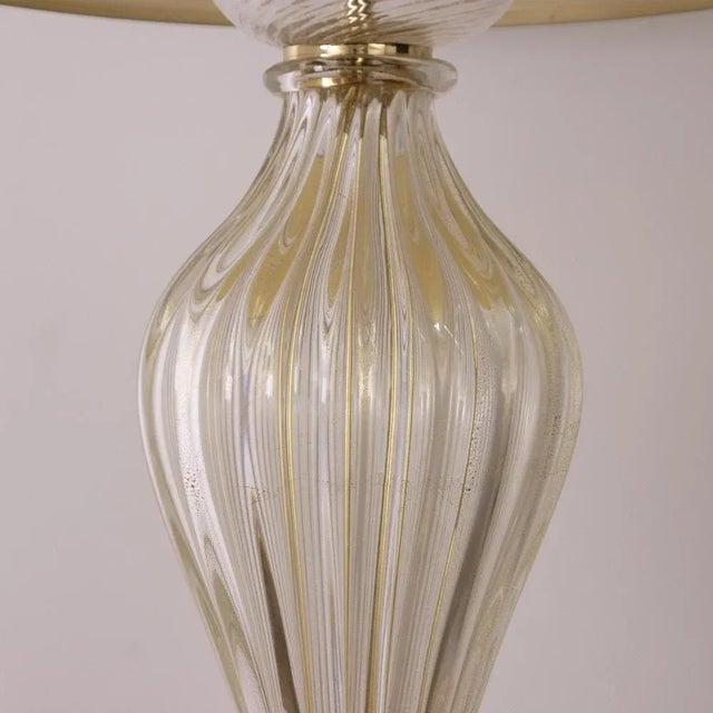 Glass Large Murano Blown Glass Table Lamps with Gold and Amber Color with Lampshade For Sale - Image 7 of 12
