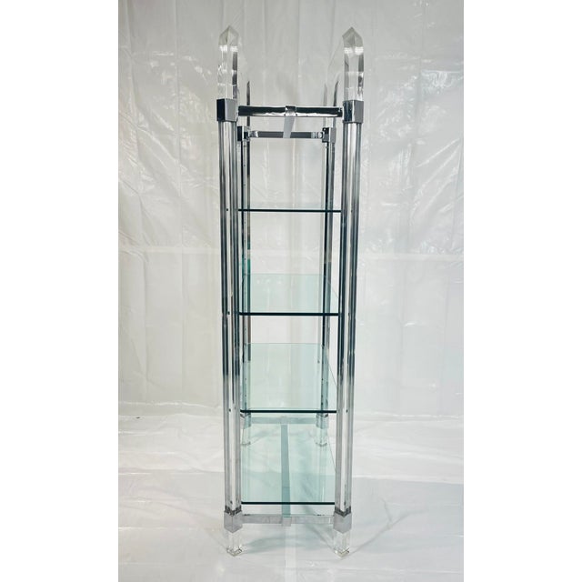 1970s Charles Hollis Jones Lucite & Chrome Etagere, Signed 1974 – Adjustable Shelves For Sale In Los Angeles - Image 6 of 18