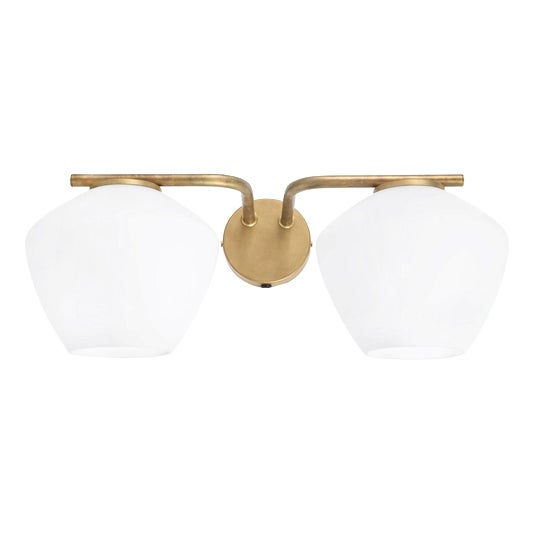 DK Two Arms Wall Lamp with Glass by Henrik Tengler for Konsthantverk For Sale