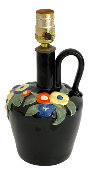 1927 Fulper Art Deco Hand-Painted Pottery Lamp