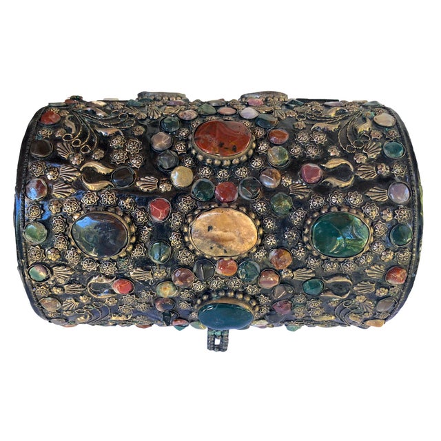 Vintage Handcrafted Moroccan Bejeweled Keepsake Box For Sale - Image 4 of 13