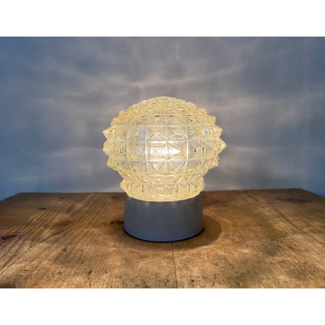 Vintage White Porcelain and Glass Ceiling Light, 1970s For Sale - Image 12 of 13