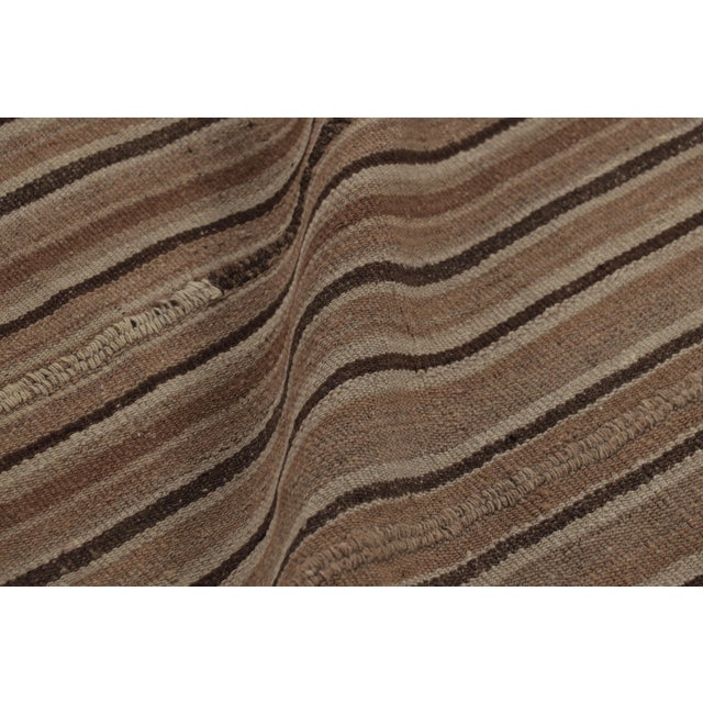 Textile Vintage Persian Kilim, Rich Beige-Brown and Earth Tone Stripes - Rug & Kilim For Sale - Image 7 of 8