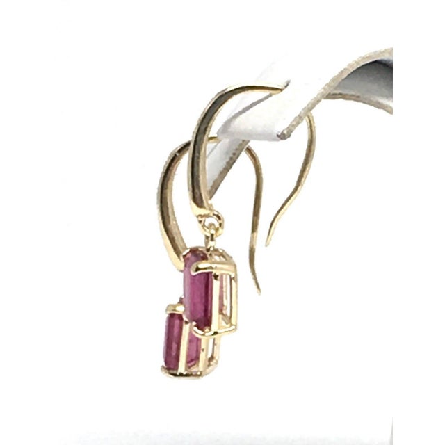Metal Diamond Rubellite Tourmaline Earrings 14k Gold 2.05 Tcw Certified For Sale - Image 7 of 12
