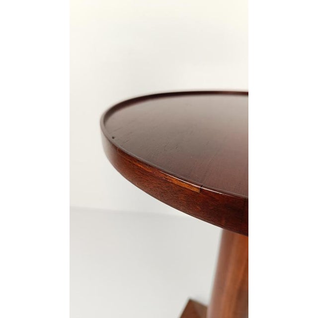 Vintage Art Deco Walnut Side Tables with Carved Column Pedestals, 1930s, Set of 2 For Sale - Image 16 of 18