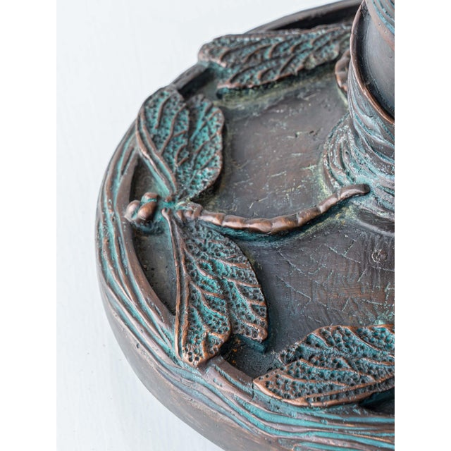 Vintage Art Nouveau Dragonfly Leaded Glass Table Lamp with Bronze Base in the style of Tiffany For Sale - Image 12 of 18
