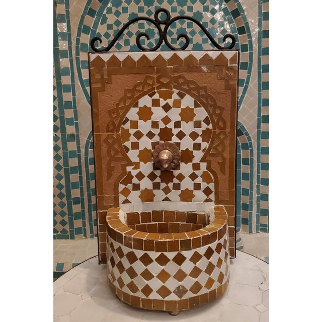 Honey Mustard And White Miniature Moroccan Mosaic Fountain Chairish