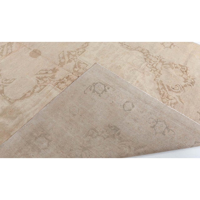 Antique Indian Amritsar Pale Brown and Beige Handwoven Wool Rug For Sale - Image 4 of 9