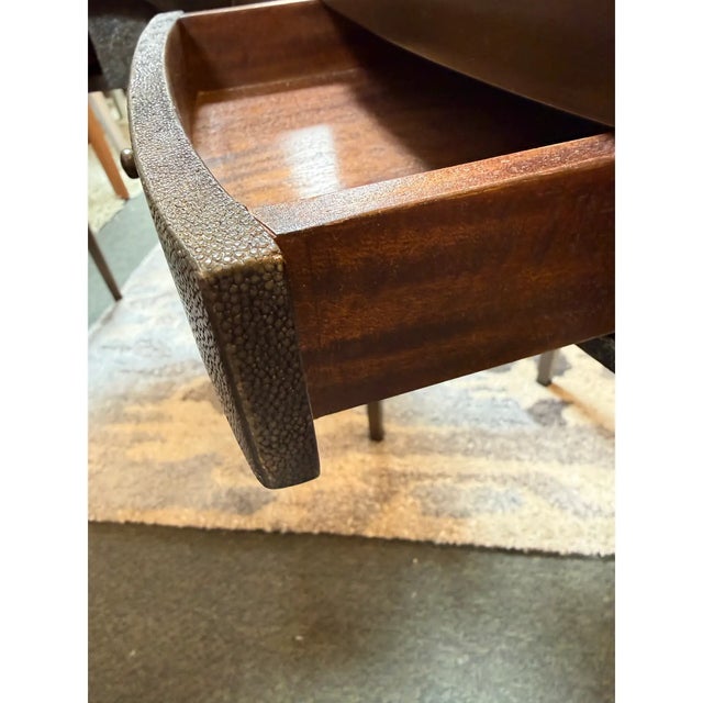 Metal R & Y Augousti Black Shagreen Side Tables, Pair For Sale - Image 7 of 11
