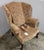 Vintage American Upholstered Queen Anne Wingback Chair, Footstool, and Pillow For Sale - Image 12 of 12