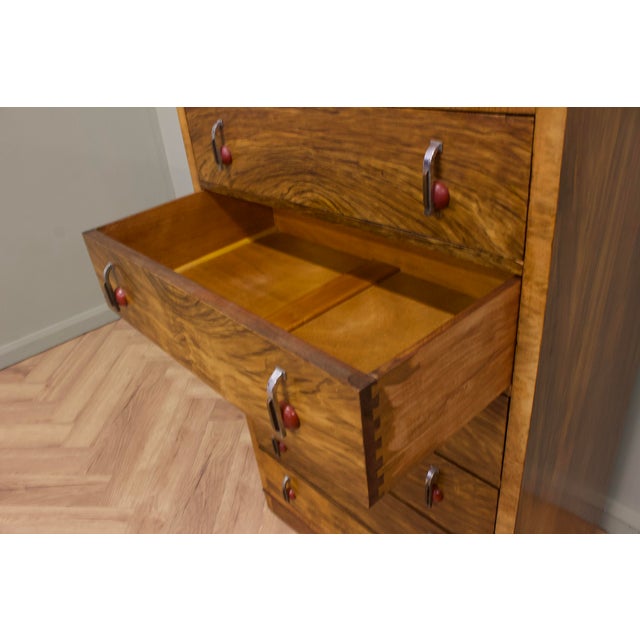 Brown Art Deco Walnut and Veneer Chest of Drawers, 1930s For Sale - Image 8 of 9
