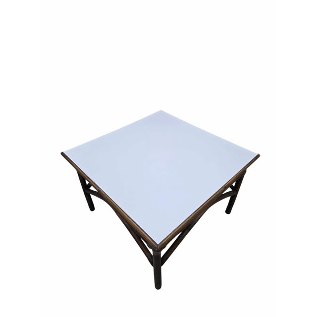 Wood Vintage Modern Coastal Bamboo Side Table by Vogue Rattan For Sale - Image 7 of 9