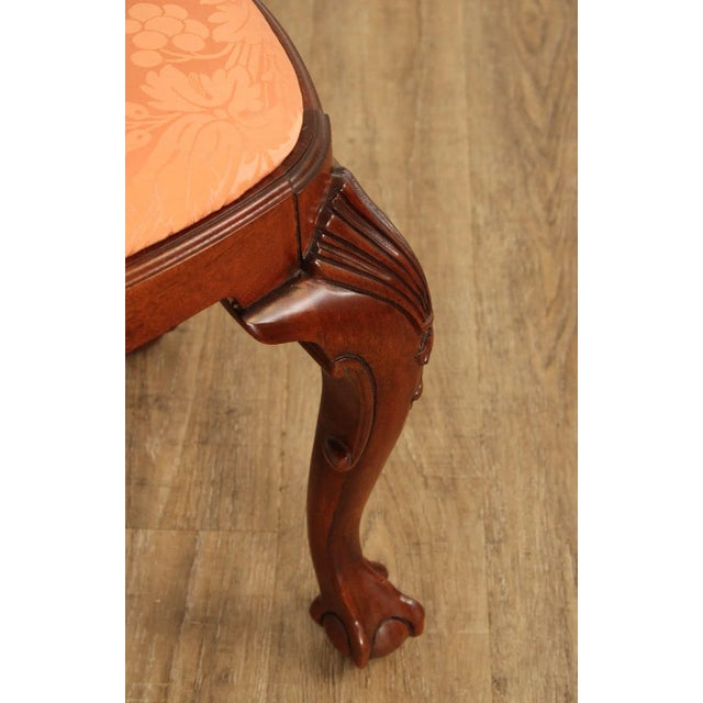 Baker Furniture Company Baker Furniture Chippendale Style Carved Mahogany Stool For Sale - Image 4 of 12