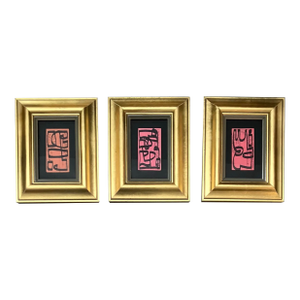 Three Contemporary Original Wayne Cunningham Abstract Marker Drawings on Vintage Licenses - Set of Three
