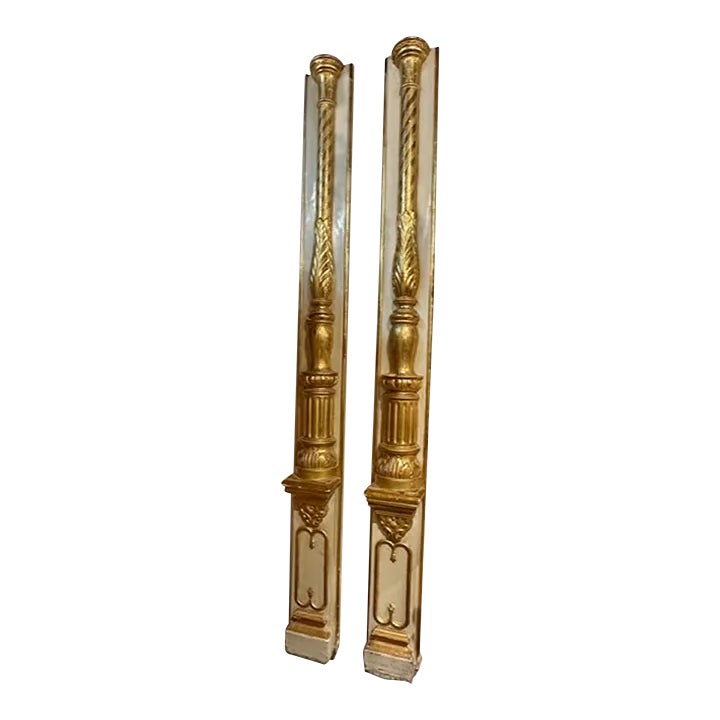 Pair of 19th Century Italian Carved and Parcel Gilt Columns | Chairish