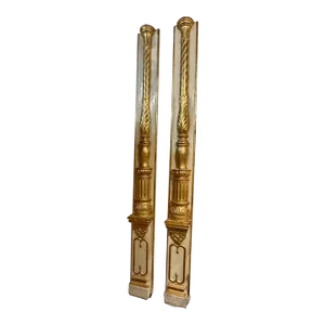 Pair of 19th Century Italian Carved and Parcel Gilt Columns