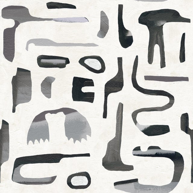 Contemporary Canvas Wallpaper by Susan Hable in Anthracite For Sale - Image 3 of 3