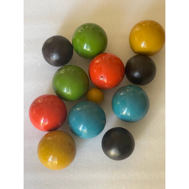 Mid-Century Modern Dozen Mid 20 Th C Polychrome Wood Carpet Balls For Sale - Image 3 of 5