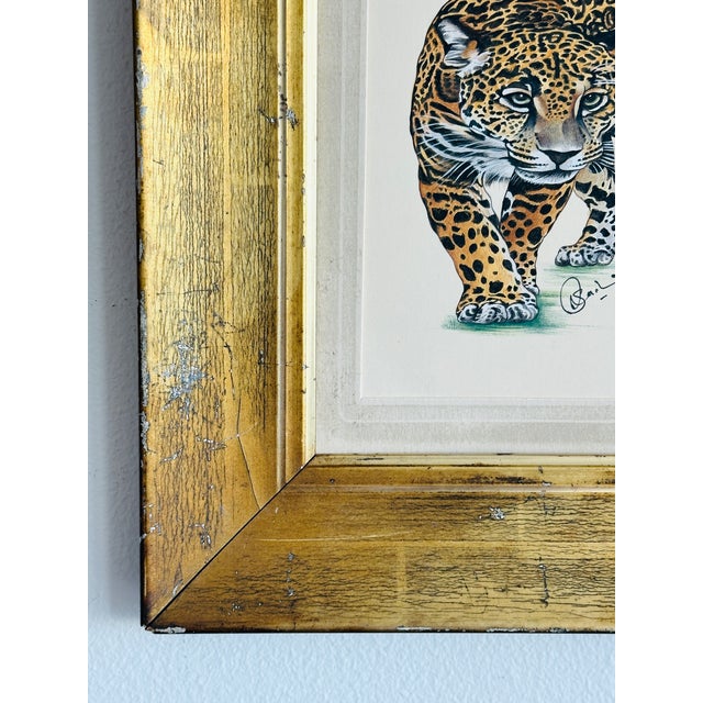 Original Hand-Painted Realism Leopard Painting in an Italian Antique Frame For Sale - Image 9 of 10