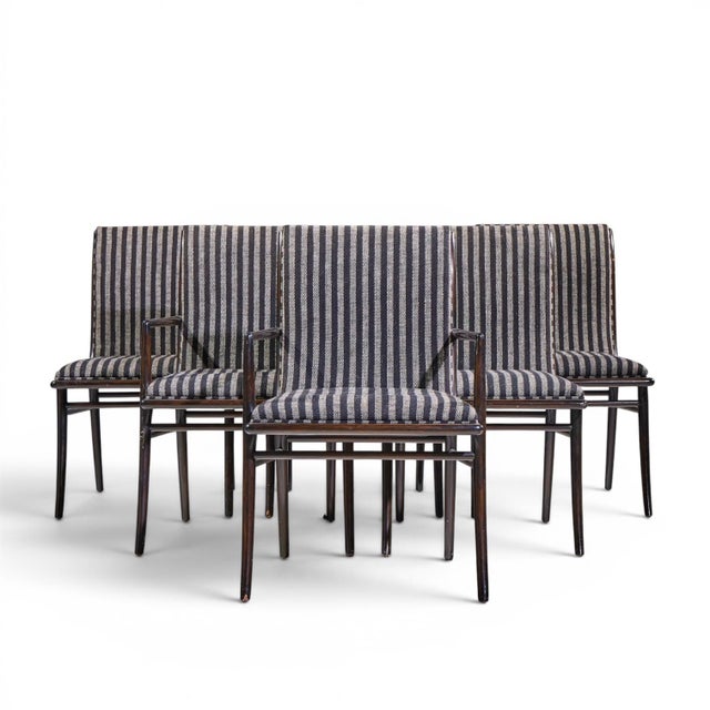 Robsjohn Gibbings for Widdicomb Mid Century Ebonized Walnut Dining Chairs - Set of 6 Each armless chair measures: 21.75...