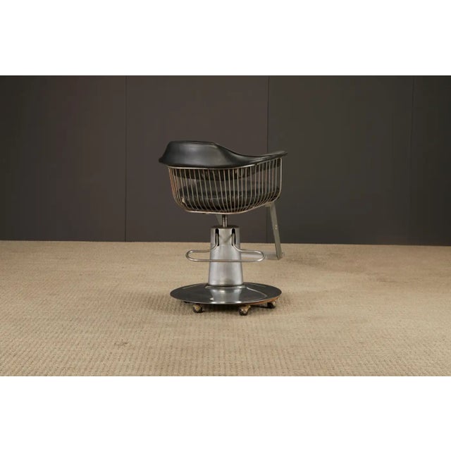 Warren Platner Style Salon Barstool Chair on Hydraulic Base With Casters, 1960s For Sale - Image 11 of 17