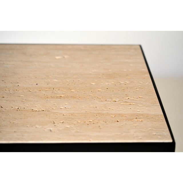 DESIGN FRERES Esquisse' Grooved Ivory Travertine Side Tables by Design Frères - A Pair For Sale - Image 4 of 13