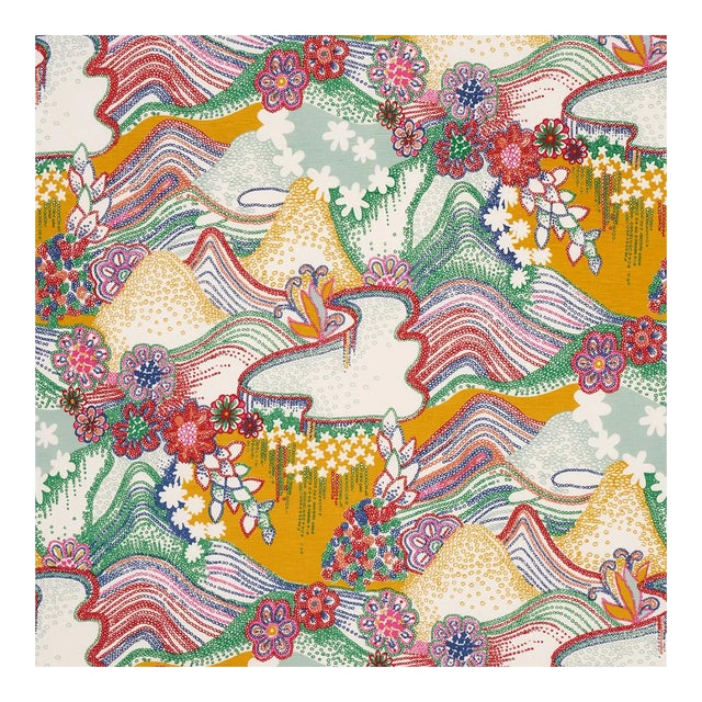 Schumacher X Clements Ribeiro Daisy Chain Fabric in Primary Multi For Sale