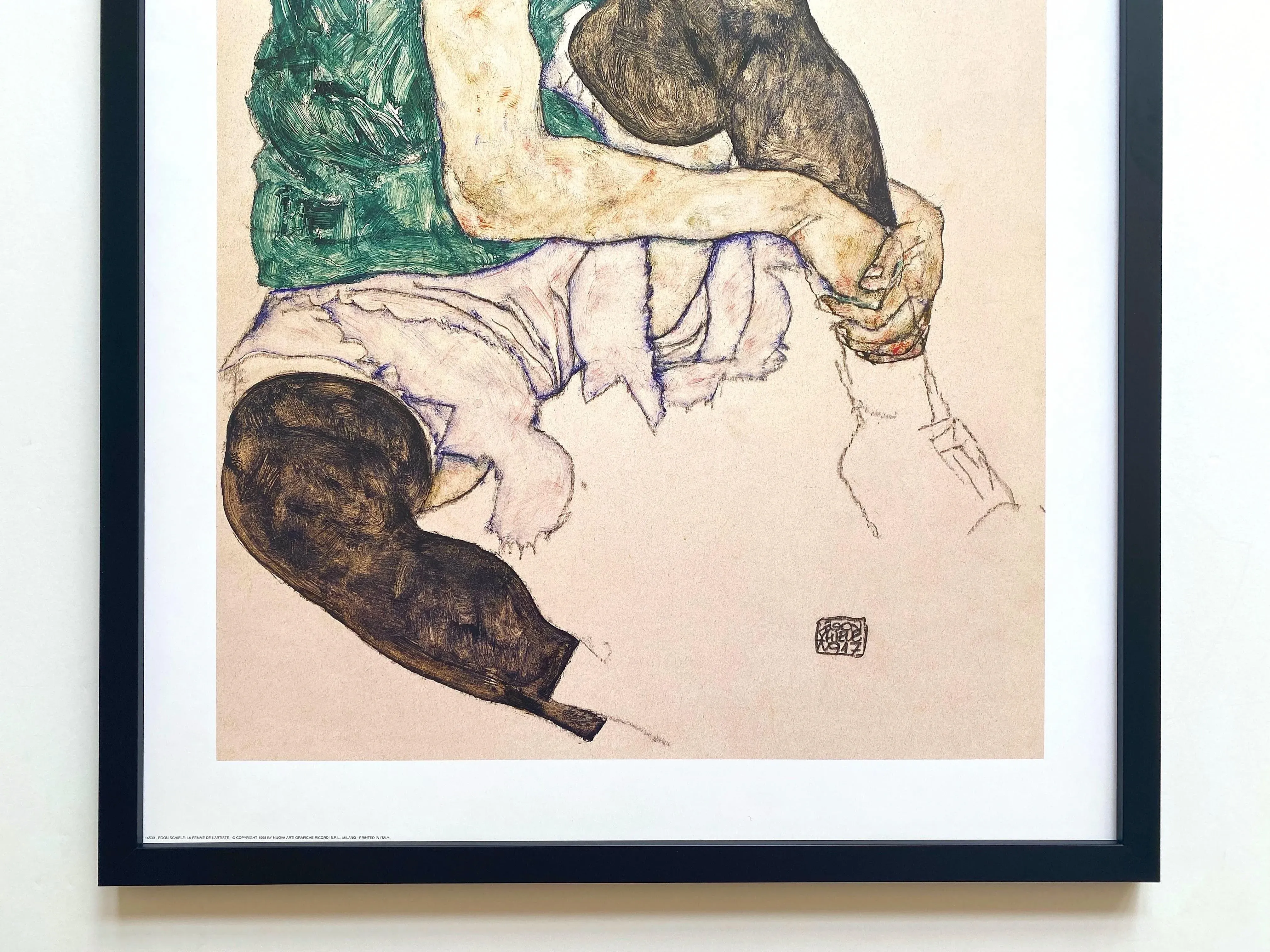 Egon Schiele Vintage 1998 Lithograph Print Framed Expressionist